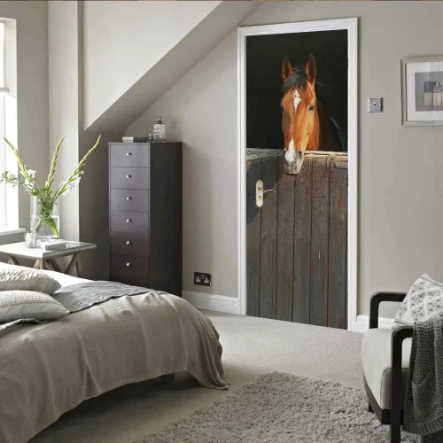 Vista 113 de 3D Pegatina de pared adhesiva para puerta - Poster de película de escaleras antiguas Premium PVC impermeable para pared de dormitorio y sala