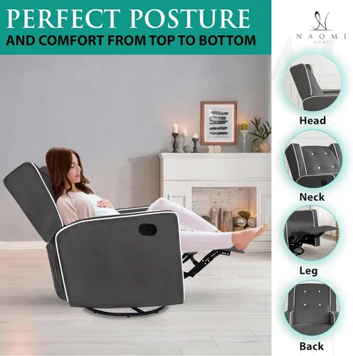 Vista 13 de Naomi Home Odelia - Sillón reclinable, mecedora, deslizador, giratorio