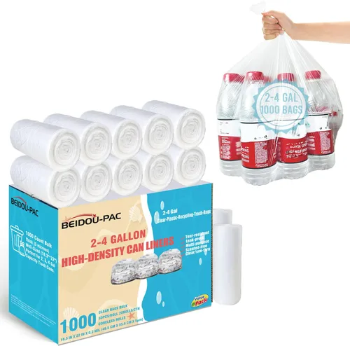 Vista 21 de BEIDOU-PAC Bolsas de basura de 4 a 6 galones, 300 unidades a granel, bolsas de reciclaje de plástico transparente, bolsas de basura multiusos