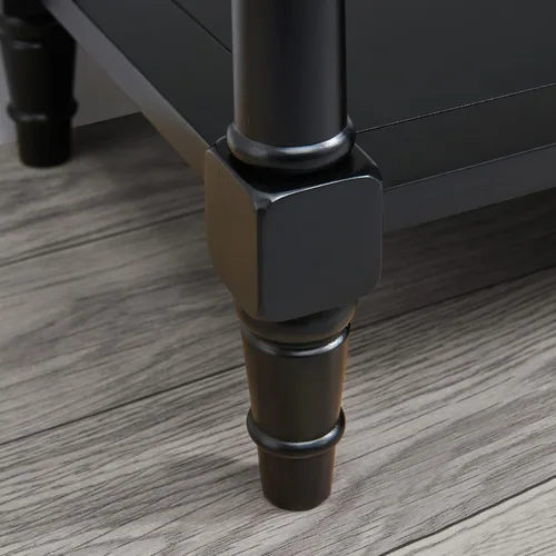 Vista 7 de Mesa consola de madera maciza con 2 cajones, mesa de sofá decorativa de 2 niveles de 35.4 x 30 pulgadas con estante de almacenamiento multicapa