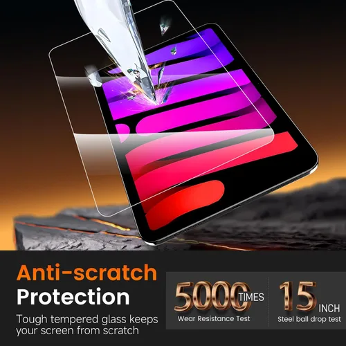 Vista 4 de PandaShield Paquete de 2 para iPad Mini 8.3"(A17 Pro 7ª/6ª Gen 2024/2021)9H+ Protector de Pantalla de Vidrio Templado con Instalación Fácil[Grado