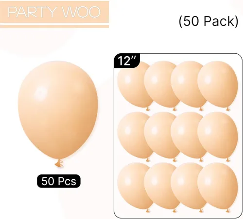 Vista 7 de PartyWoo Globos color nude, 50 globos bohemios de color albaricoque de 12 pulgadas, globos beige para guirnalda de globos o arco de globos como