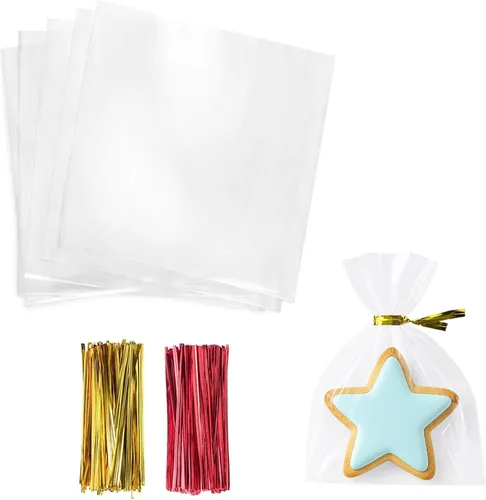 Vista 23 de Morepack Bolsas para barra de pretzel, 2 x 10 pulgadas, 200 bolsas individuales de pretzel con lazos