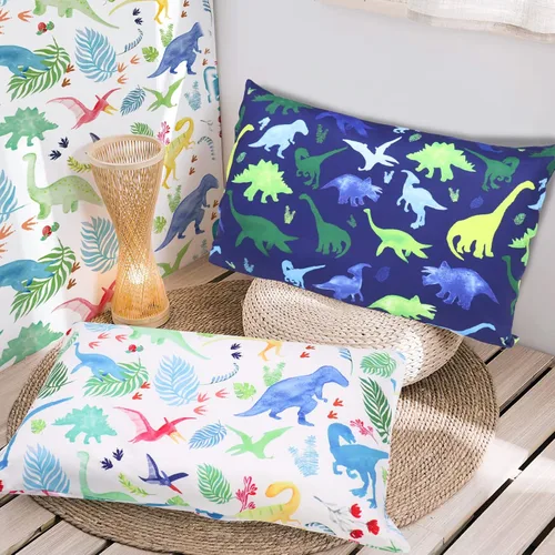 Vista 5 de Funda de almohada para niños pequeños, funda de almohada para dormir, paquete de 2 unidades, juego de dinosaurios para almohadas de 13 x 18 pulgadas