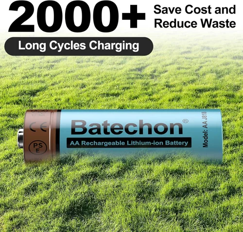 Vista 3 de 2 baterías de litio recargables AA, batería AA de 1.5 V 3700 mWh, recargable, compatible con cámara de rastro y controlador de juego, etc.