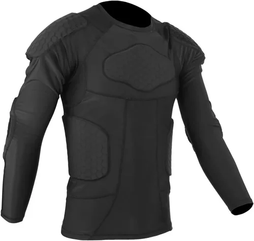 Vista 2 de VGEBY - Equipo de protección de fútbol acolchado, anticolisión, transpirable, antigolpes, protección contra golpes, compresión, acolchada, protector