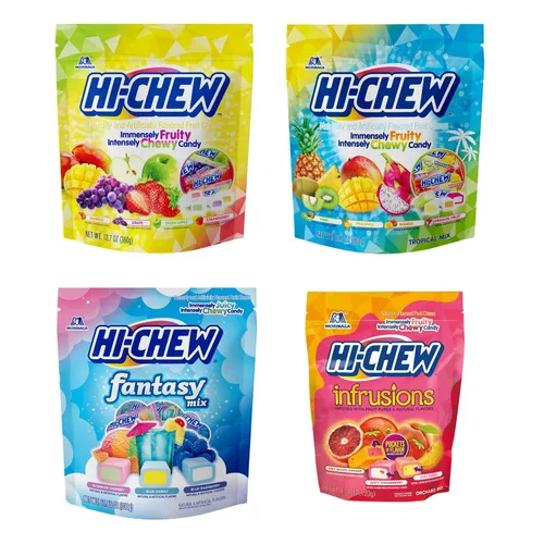 Vista 13 de HI-CHEW Bolsa de Dulces a Granel Surtidos, Manzana Verde, Fresa, Mango, Uva, Dulces Blandos y Masticables 2 libras - Más de 185 Piezas Envueltas