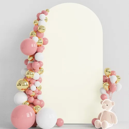 Vista 62 de Wokceer Cubierta de telón de fondo de arco de boda de 5 pies de elastano, ajustada, color blanco, cubierta de arco de boda con parte superior