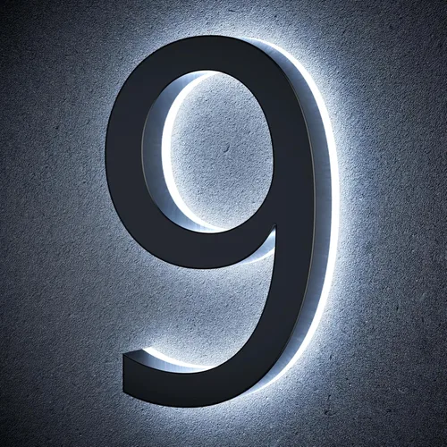 Vista 10 de Números de casa retroiluminados de 5 pulgadas para exteriores, acero inoxidable, número de dirección de casa iluminado con LED, letreros