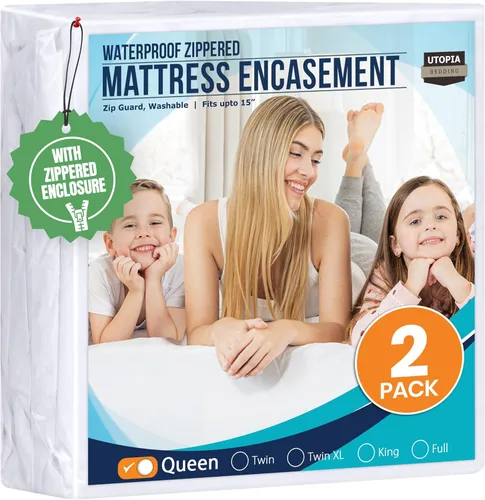 Vista 31 de Utopia Bedding - Protector de colchón Twin con zíper, 100% impermeable, a prueba de chinches y ácaros del polvo, funda para colchón absorbente de 6