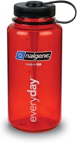 Vista 4 de Nalgene Tritan - Botella de agua de boca ancha sin BPA, azul con tapa negra, 32 onzas