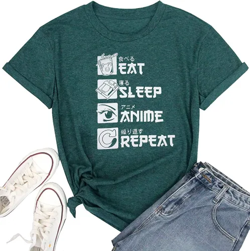 Camiseta de manga japonesa para mujer diseño de anime con texto en inglés Just A Girl Who Loves