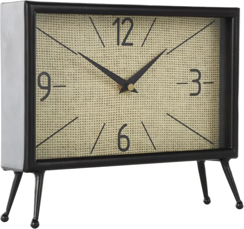 Vista 7 de Deco 79 Reloj rectangular de metal con esfera de reloj manchada de té, 10 x 3 x 8 pulgadas, negro