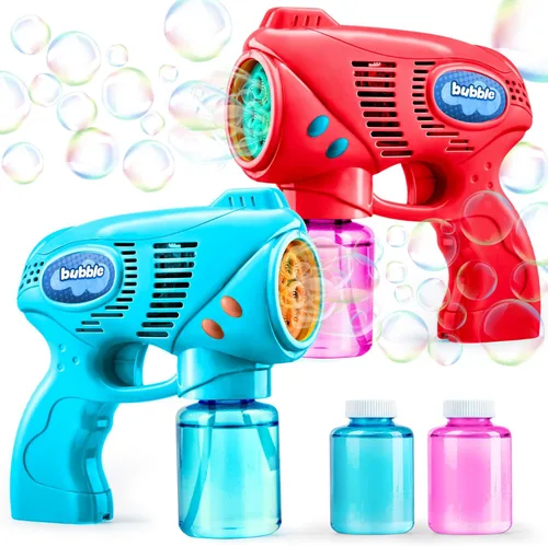 Vista 7 de Joyin - 2 pistolas de burbujas con 2 soluciones de recarga (10 onzas en total), fabricante de burbujas, soplador, ametralladora de burbujas