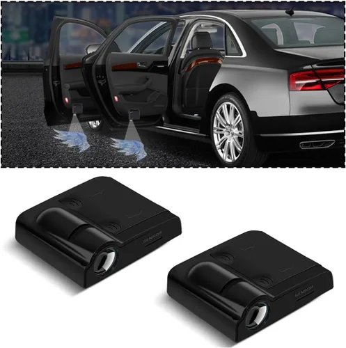 Vista 17 de 2 Piezas Luces de Puerta de Coche con Proyector de Logo, Luz LED Inalámbrica de Cortesía de Bienvenida Adhesiva para Puerta de Coche, Lámpara