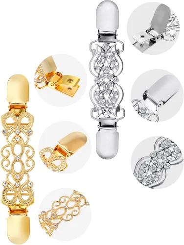 Vista 4 de Jetec - 4 clips para chalsuéter estilo vintageretro, para mujer, niña, de 4 estilos, Zinc