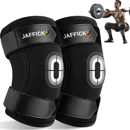Jaffick - Rodilleras (1 par), rodilleras de compresión de doble capa para sentadillas, levantamiento de pesas, levantamiento de potencia, ejercicios