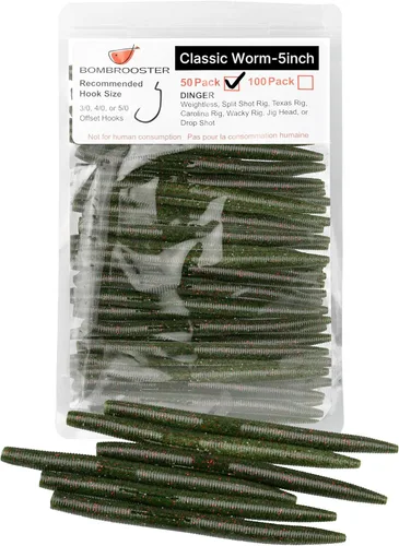 Vista 13 de 30/50/78/100 piezas Senko Worms Kit - Señuelos de pesca de plástico suave de 4"/5" con impregnación de sal para pesca de lubina