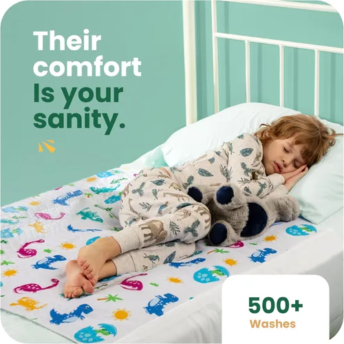Vista 6 de IMPROVIA Almohadillas para orinar para niños, impermeables, reutilizables, lavables, absorbentes, antideslizantes, diseño de dinosaurio