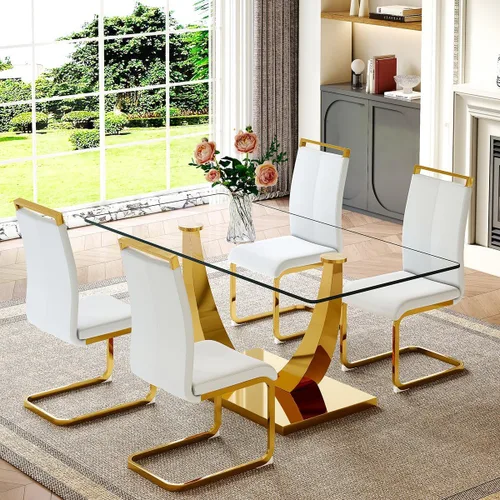 Vista 29 de Mesa de comedor moderna para mesa de comedor de mármol sintético de 4/6, 63 pulgadas, mesa de cocina rectangular, mesa de cocina y comedor de fácil