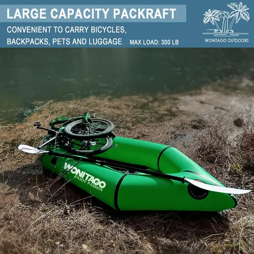 Vista 4 de TPU Packraft Inflatable Backpack Raft, Lightweight and Portable Verde