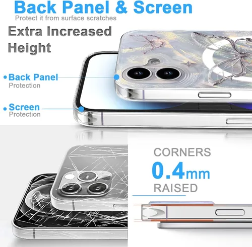 Vista 466 de I-MGAE-IN-AR - Funda diseñada para iPhone 12 y 12 Pro, diseño de mariposa plateada brillante, funda protectora de poliuretano termoplástico, suave