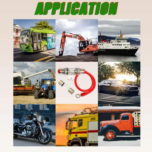 Vista 4 de Portafusibles AGU 20A con cable de alimentación de calibre 8 AWG de 1 pie, 99.9% cobre sin oxígeno