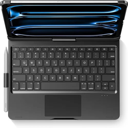 Vista 26 de edaiser Funda de teclado giratoria para Apple iPad mini 6ª 7ª generación a17 Pro, teclado Bluetooth compacto con trackpad retroiluminado RGB