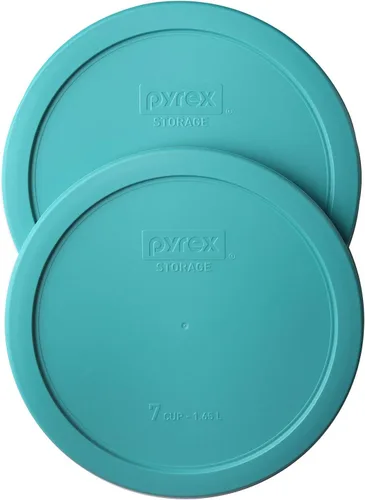 Pyrex 7402-PC 6/7-Cup Turquoise Food Storage Replacement Lid (2-Pack) - Made in USA