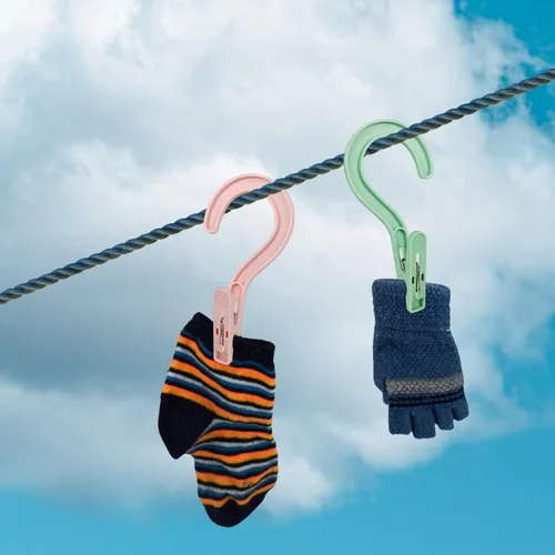 Vista 5 de Ganchos para ropa sucia, ganchos para botas, pasadores de ropa de plástico, clips para baño, viajes, portátil, multicolor (24 unidades)