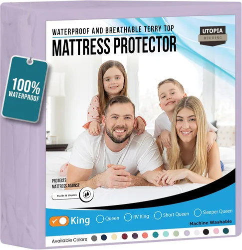 Vista 10 de Utopia Bedding - Protector de colchón impermeable tamaño king, funda de colchón de terry premium de 200 GSM, cubierta de cama suave y transpirable