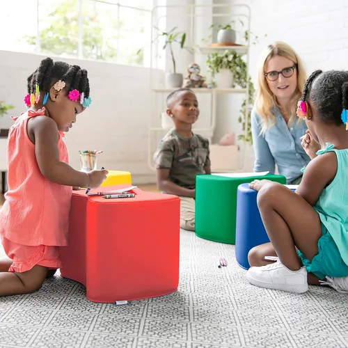 Vista 12 de ECR4Kids SoftZone - Juego de taburetes modulares para niños pequeños, asientos flexibles, surtido, 6 piezas