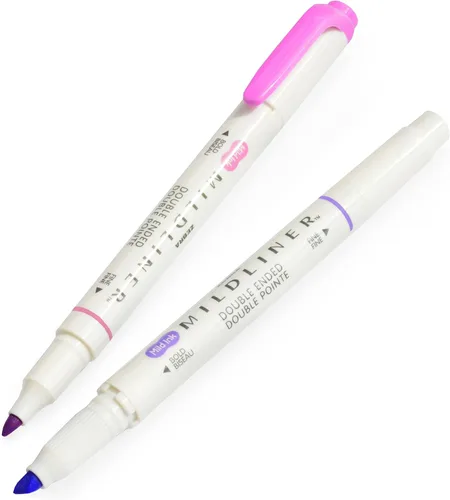 Vista 2 de ZEBRA Mildliner - Rotuladores creativos, doble extremo, bonito en rosa y morado