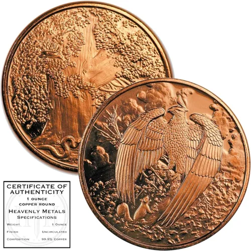 Vista 6 de Cernunnos Celtic Moneda de lingotes redondos de cobre .999 puro de 1 onza en cápsula con COA por Heavenly Metals