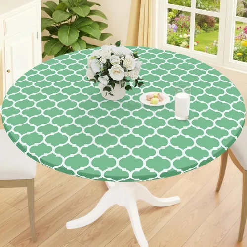 Vista 22 de Smiry Mantel redondo de pícnic, fundas de mesa elásticas impermeables para mesas de 18 a 24 pulgadas, manteles de vinilo con parte trasera