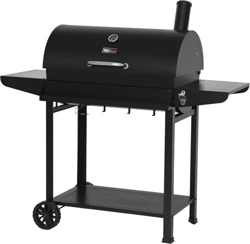 Royal Gourmet CC1830T - Parrilla de carbón de barril de 30 pulgadas con rejilla de calentamiento y cesta de almacenamiento frontal, parrilla de