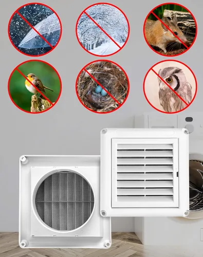 Vista 4 de QWORK Cubierta de ventilación con rejillas de 4 pulgadas, 4 fundas para cubiertas de aire de escape de ventilación de secadora al aire libre (blanco)