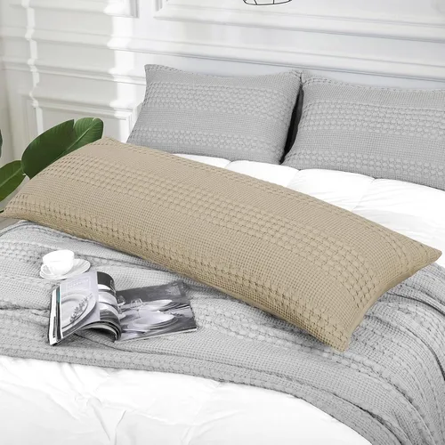 Vista 309 de PHF - Fundas de almohada 100% algodón con tejido gofre europeo, 26 x 26 pulgadas, 2 unidades para decoración elegante del hogar, para cama, sin