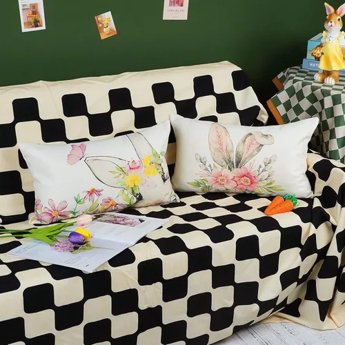 Vista 2 de ONWAY Juego de 2 fundas de almohada de Pascua de conejo de 12 x 20 pulgadas, fundas de almohada lumbares decorativas de primavera de temporada