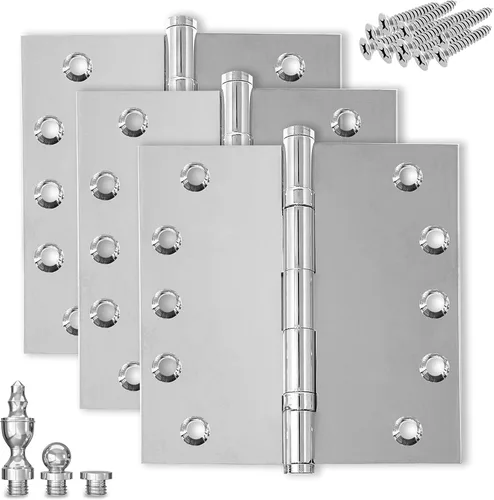Vista 20 de Bisagra de puerta de latón macizo, rodamiento de bolas resistente, 5 x 5 pulgadas, juego de 2 bisagras (latón antiguo)