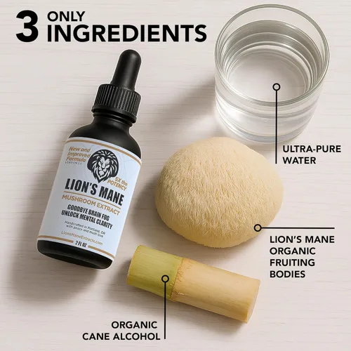 Vista 4 de Tintura de hongo con extracto de melena de león – Apoyo de enfoque, memoria y claridad – 2 onzas, suplemento líquido de melena de león Doble