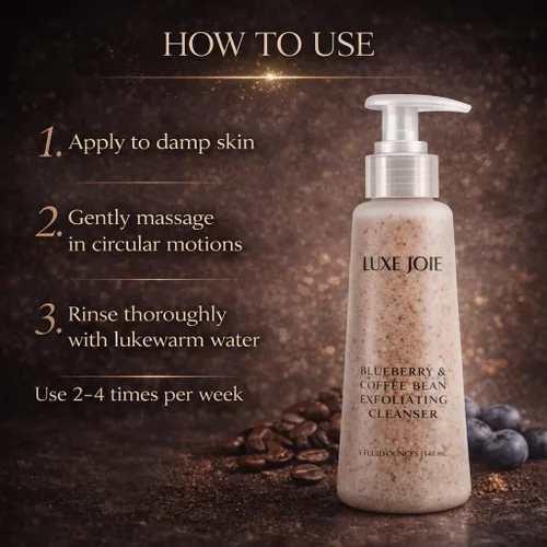 Vista 5 de LuxeJoie Limpiadores faciales (limpiador de arándanos y granos de café 5oz)