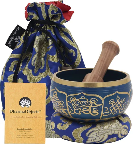 Vista 5 de DharmaObjects Yoga Meditación Buda Cantando Tazón Cojín Mallet Llevar Bolsa Set Regalo