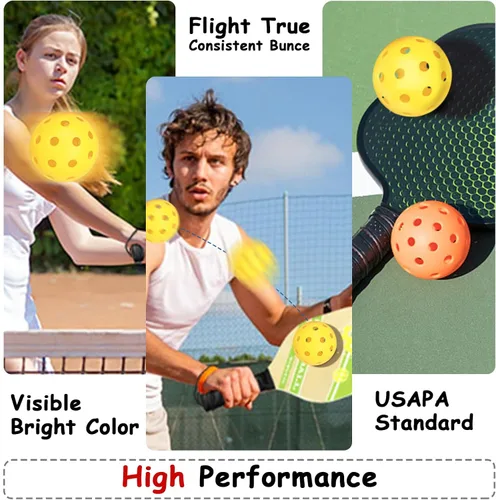 Vista 6 de Outdoor Pickleball Balls Set, USAPA Approved, 40 Hole, High Bounce True Flight, Durable for All Skill Levels
