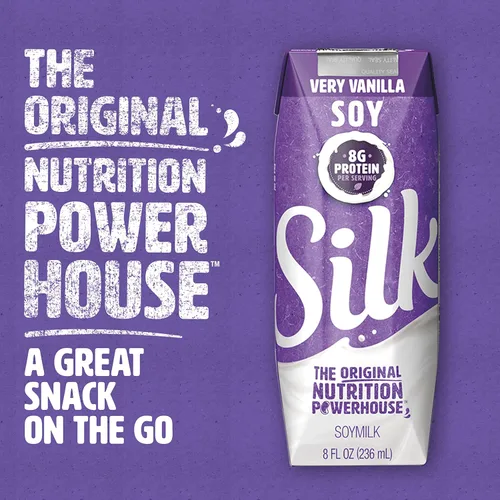 Vista 4 de Silk Leche de soja estable para estantes, individual, muy vainilla, sin lácteos, vegana, verificada por proyecto sin OMG, 8 onzas (paquete de 12)