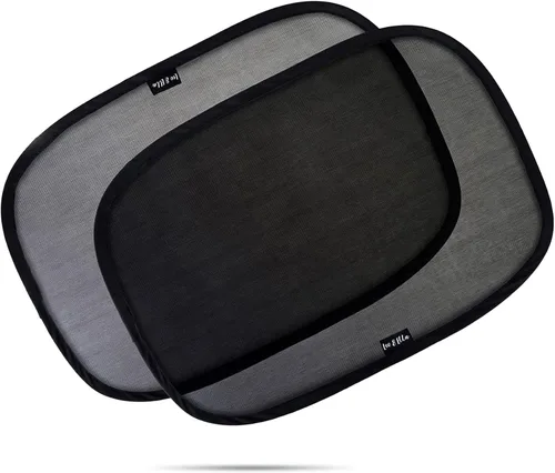 Leo and Ella - Persianas para ventana de automóvil, paquete de 2, 19 x 12 pulgadas, parasoles adhesivos para ventanas, protección solar,