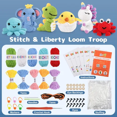 Vista 4 de MINGOMINGO Kit de ganchillo para principiantes, paquete de 6 animales amigurumi, kits de inicio de ganchillo para tejer manualidades con tutoriales