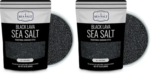 Vista 10 de Sal marina de lava negra estilo hawaiano, sal marina negra con carbón activado, para cocinar y terminar, bolsa de 14 onzas