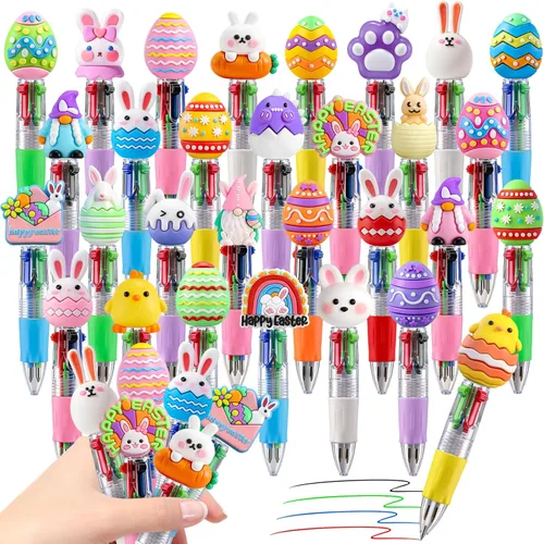 Vista 25 de CZWZ 8 piezas de bolígrafos de cuentas navideños, bolígrafos de plástico con cuentas y cuentas de silicona multicolor, bolígrafos navideños