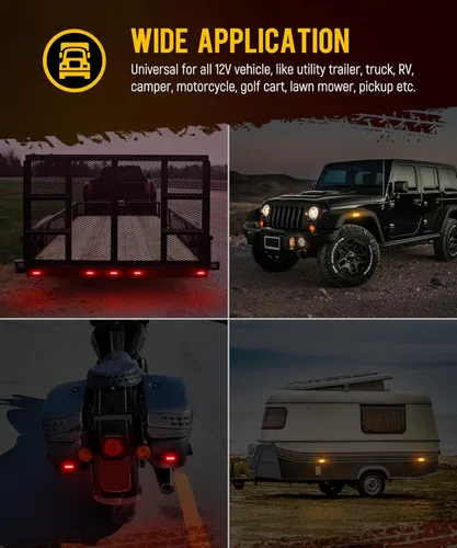 Vista 7 de Partsam 16 piezas de 8.6 cm de carcasa de aluminio rojo/ámbar LED luces de señalización lateral de despeje, luces marcadoras de montaje